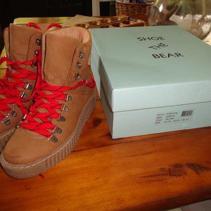 FIRM Anthropologie SHOE THE BEAR AGDA BOOTS 36 Tan Leather Honey Tan Laced Ties